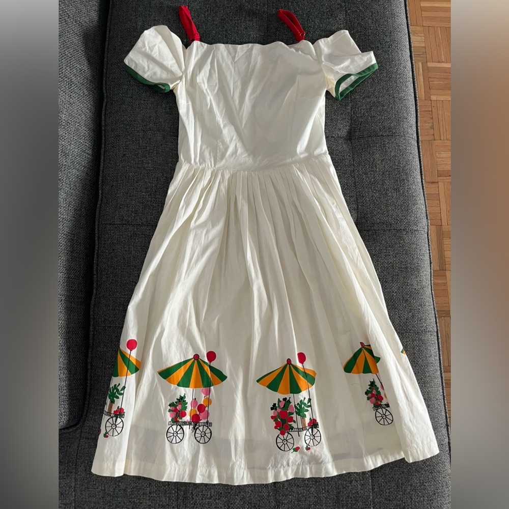 Tatyana off White Dress with Colorful Umbrella Print